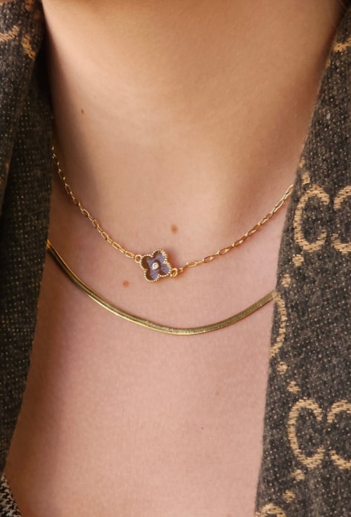CHOKER INSPIRAÇÃO COM TREVO ESMALTADO MARROM CH359-O