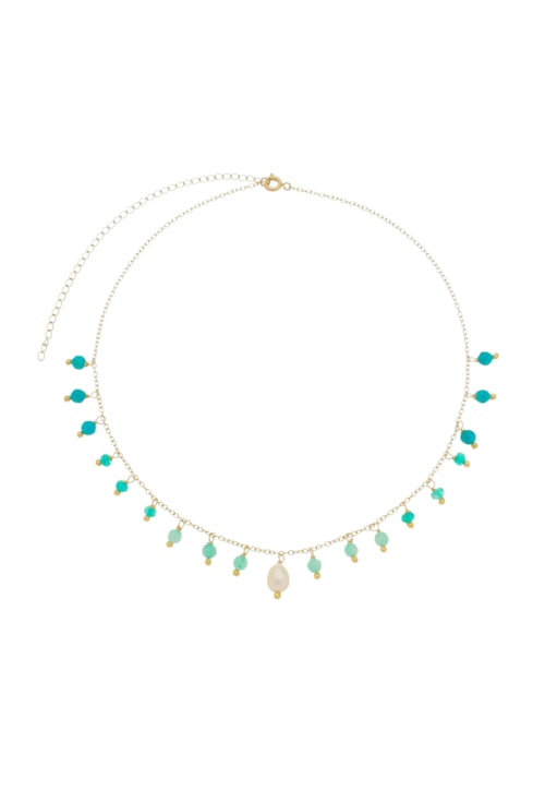 CHOKER JADE AMAZONITA E PÉROLA BARROCA CH093-O