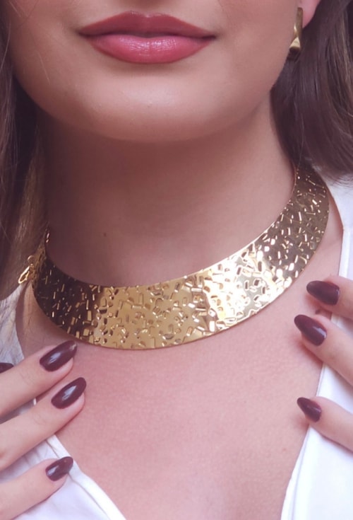 CHOKER MAXIMALISTA RÍGIDA TEXTURIZADA CH370-O