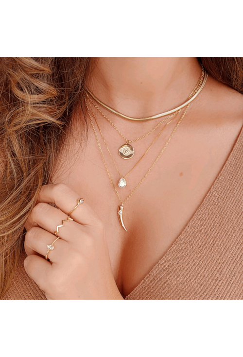 CHOKER MEDALHA DE OLHO GREGO COM ZIRCÔNIA NO OURO CH126-O