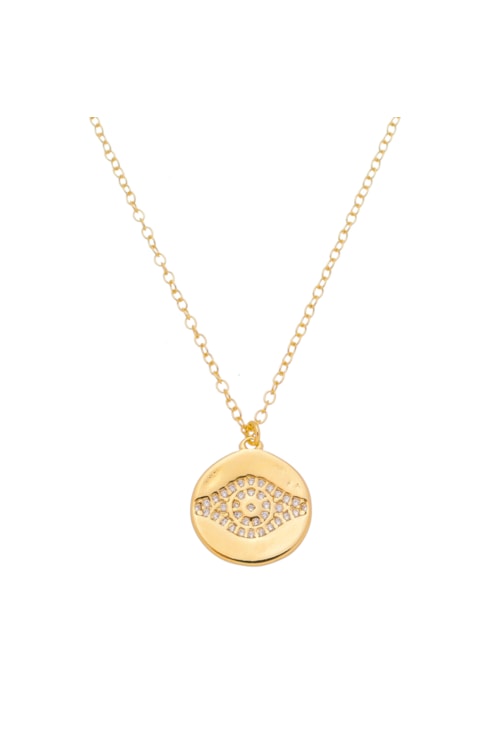 CHOKER MEDALHA DE OLHO GREGO COM ZIRCÔNIA NO OURO CH126-O CHOKER MEDALHA DE OLHO GREGO COM ZIRCÔNIA NO OURO CH126-O