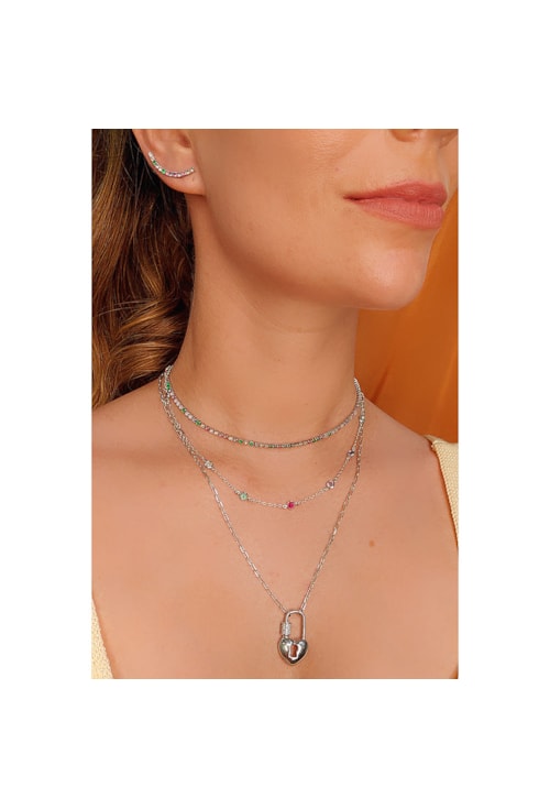 CHOKER RIVIERA DE ZIRCÔNIA RAINBOW NO RÓDIO DE 2,5MM CH103-R