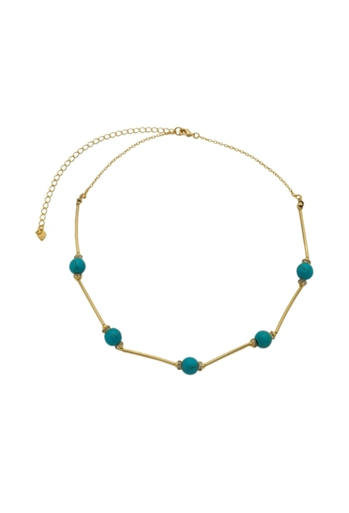 CHOKER TUBO BOLA TURQUESA NATURAL CH342-O