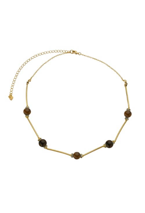 CHOKER TUBO COM BOLA OLHO DE TIGRE CH346-O