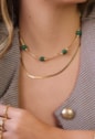 CHOKER TUBO COM PEDRA NATURAL MALAQUITA CH358-O