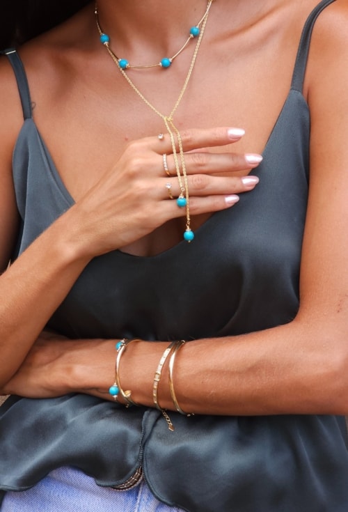 COLAR AJUSTÁVEL COM BOLA TURQUESA CO737-O COLAR AJUSTÁVEL COM BOLA TURQUESA CO737-O