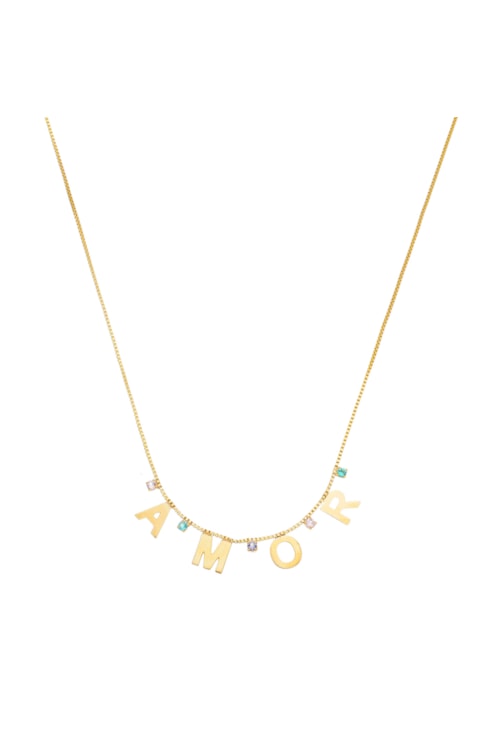 COLAR AMOR COM ZIRCÔNIAS NO OURO CO342-O