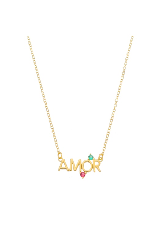 COLAR AMOR COM ZIRCÔNIAS NO OURO CO408-O