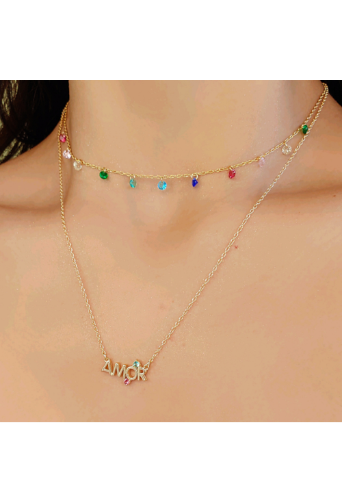 COLAR AMOR COM ZIRCÔNIAS NO OURO CO408-O