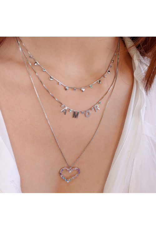 COLAR AMOR COM ZIRCÔNIAS NO RÓDIO CO342-R