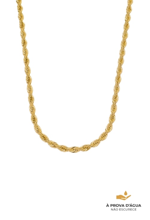 COLAR BAIANO TORCIDO 4MM AÇO INOX DOURADO CO820-AD