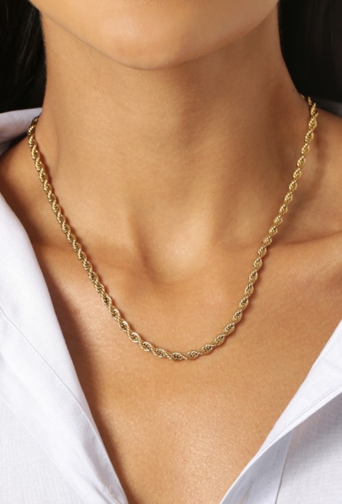 COLAR BAIANO TORCIDO 4MM AÇO INOX DOURADO CO820-AD