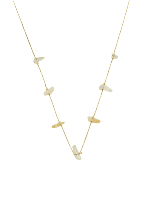 COLAR CASCALHO CITRINO NATURAL NO OURO CO754-O