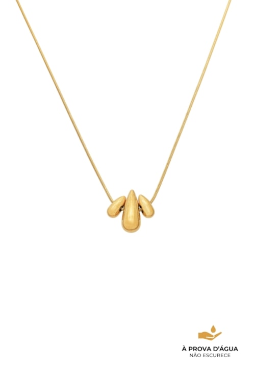 COLAR COM 3 GOTINHAS PENDENTES EM AÇO INOX DOURADO CO848-AD