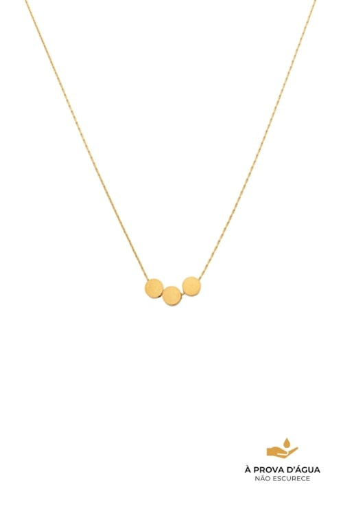 COLAR COM 3 PINGENTES REDONDOS EM AÇO INOX DOURADO CO847-AD