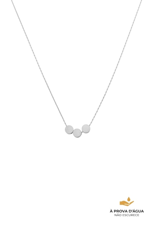 COLAR COM 3 PINGENTES REDONDOS EM AÇO INOX POLIDO CO847-A