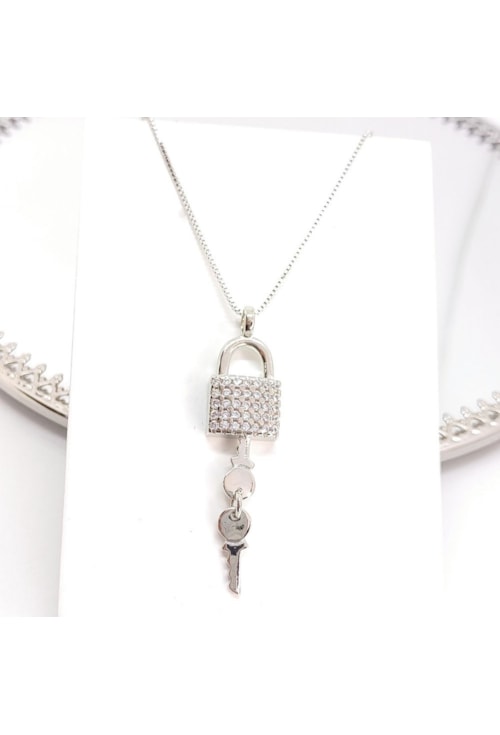 COLAR COM CADEADO CRAVEJADO E CHAVE CO184-R