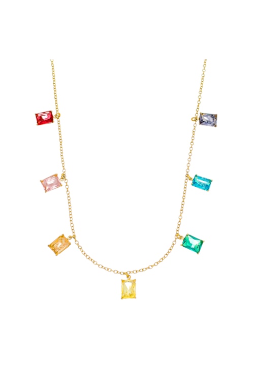 COLAR COM CRISTAIS COLORS NO OURO CO377-O