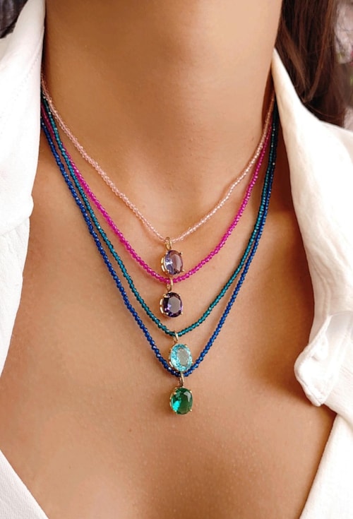 COLAR COM CRISTAIS SAFIRA CO502-O COLAR COM CRISTAIS SAFIRA CO502-O