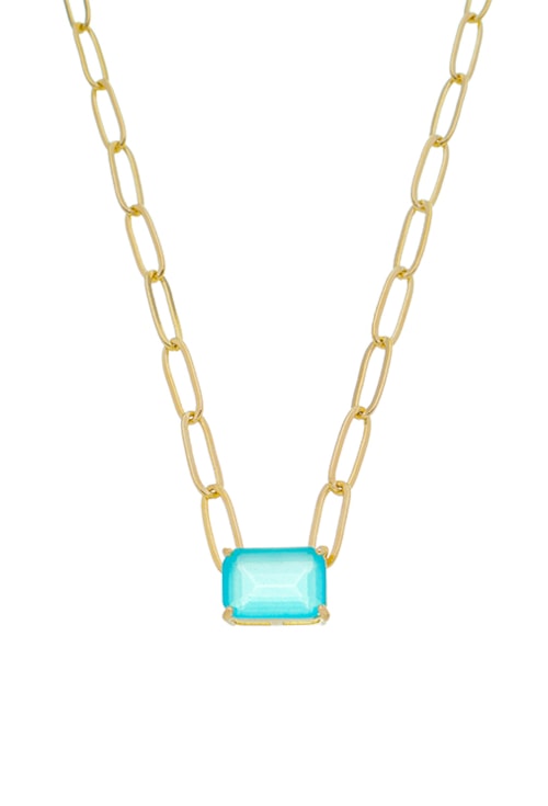 COLAR COM CRISTAL AZUL PARAÍBA LEITOSO CO511-O