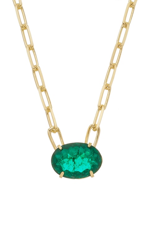 COLAR COM CRISTAL ESMERALDA RUTILADA OVAL CO535-O COLAR COM CRISTAL ESMERALDA RUTILADA OVAL CO535-O