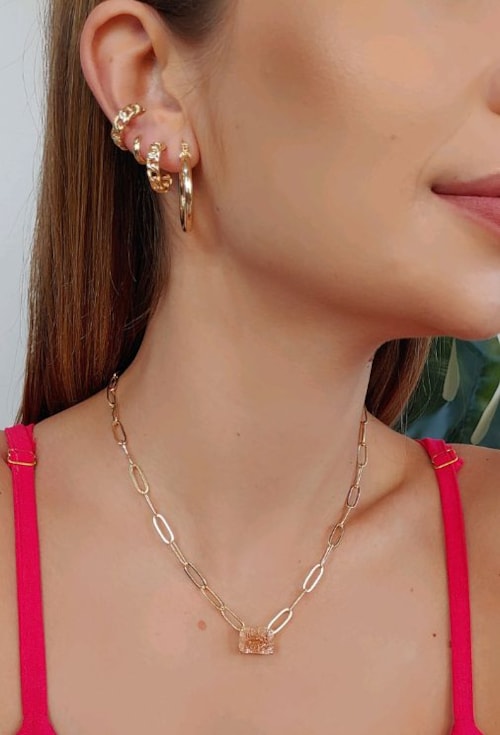 COLAR COM CRISTAL MORGANITA RUTILADO CO511-O COLAR COM CRISTAL MORGANITA RUTILADO CO511-O