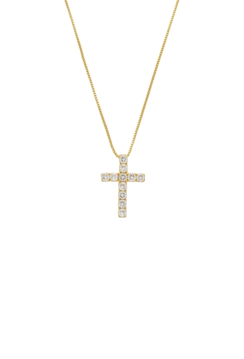 COLAR COM CRUZ P CRAVEJADO CRISTAL NO OURO CO733-O COLAR COM CRUZ P CRAVEJADO CRISTAL NO OURO CO733-O