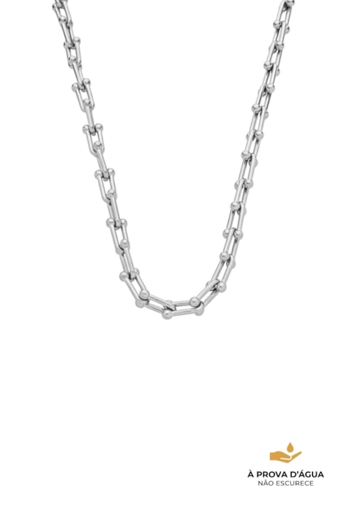 COLAR COM ELOS GEOMÉTRICOS E ESFERAS AÇO INOX CO861-A