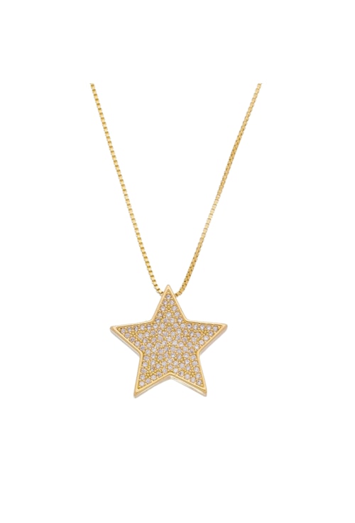 COLAR COM ESTRELA CRAVEJADA NO OURO CO391-O