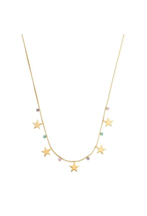 COLAR COM ESTRELAS E ZIRCÔNIAS COLORIDAS CO341-O COLAR COM ESTRELAS E ZIRCÔNIAS COLORIDAS CO341-O