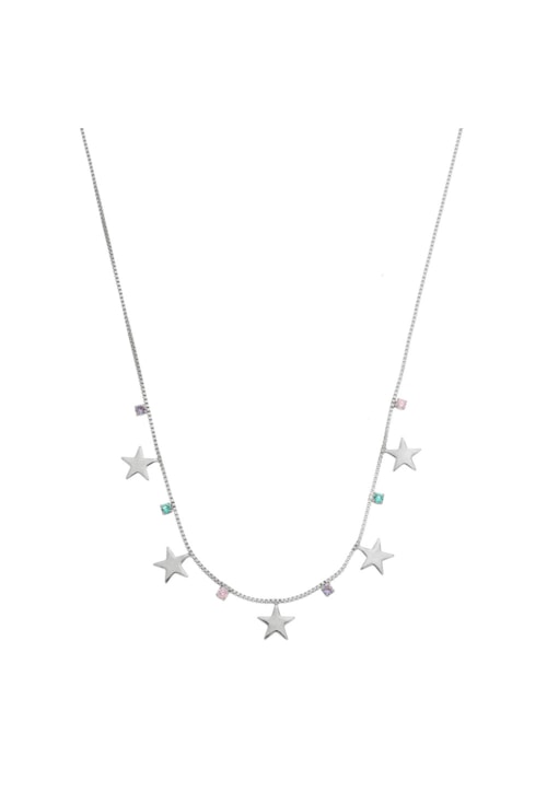 COLAR COM ESTRELAS E ZIRCÔNIAS COLORIDAS CO341-R COLAR COM ESTRELAS E ZIRCÔNIAS COLORIDAS CO341-R