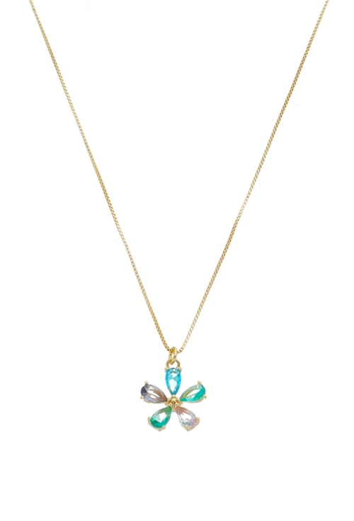 COLAR COM FLOR E CRISTAIS COLORIDOS CO531-O