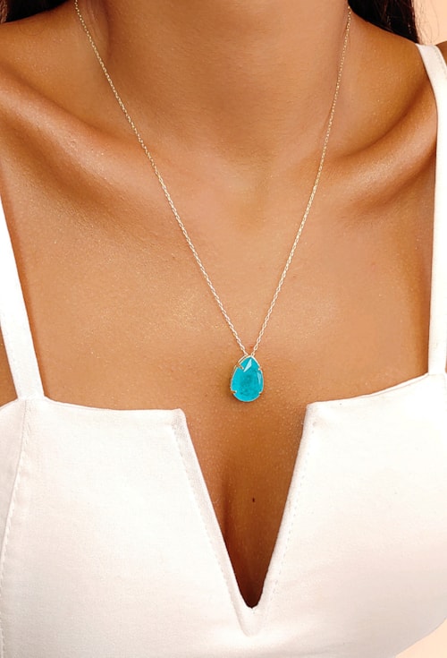 COLAR COM GOTA AZUL TOPÁZIO FUSION CO461-O COLAR COM GOTA AZUL TOPÁZIO FUSION CO461-O