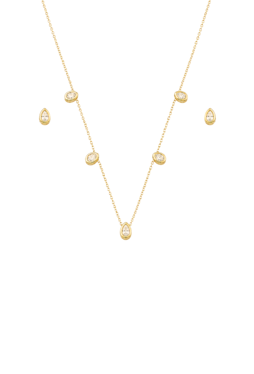 COLAR COM GOTAS CITRINO BANHADO A OURO CJ207-O