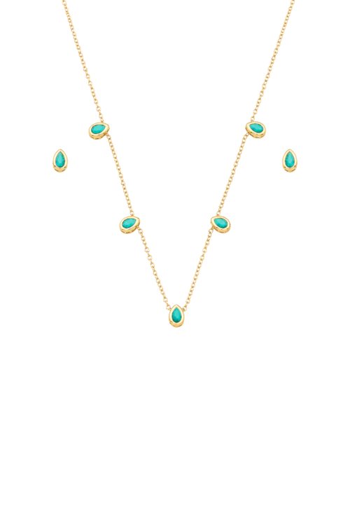 COLAR COM GOTAS TURMALINA BANHADO A OURO CJ207-O