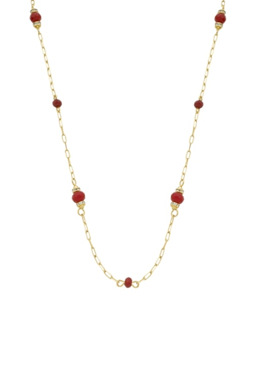 COLAR COM JADE RUBI NO OURO CO755-O