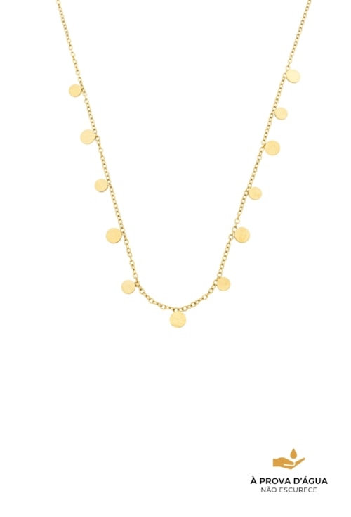COLAR COM MEDALHAS REDONDAS AÇO DOURADO CO824-AD