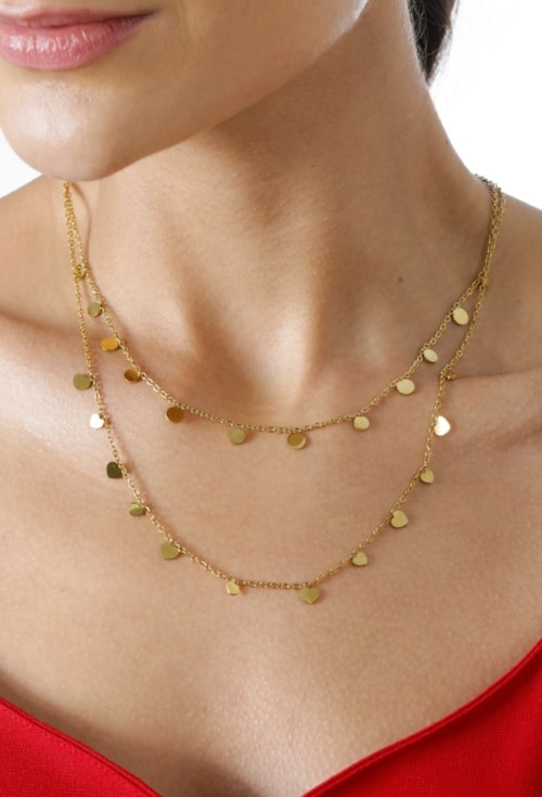 COLAR COM MEDALHAS REDONDAS AÇO DOURADO CO824-AD