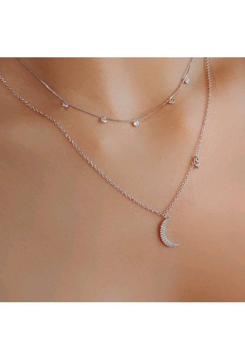 COLAR COM MEIA LUA E ZIRCÔNIAS CO394-R
