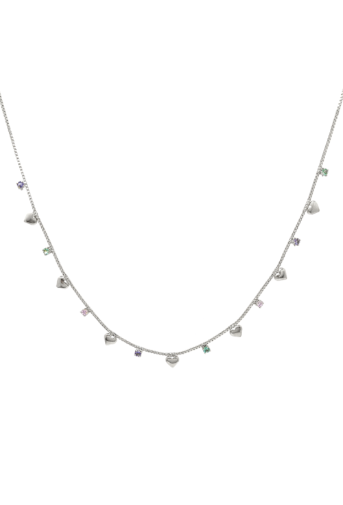 COLAR COM MINI CORAÇÔES E ZIRCÔNIAS COLORS CO345-R