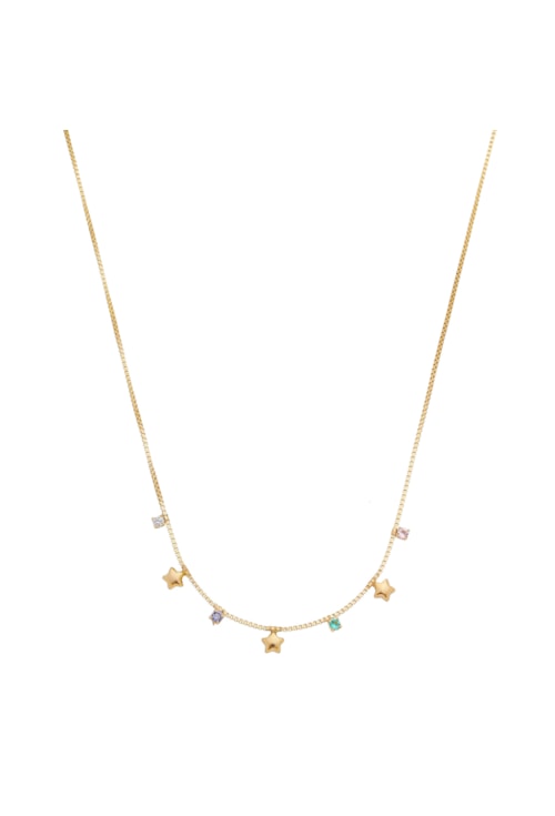 COLAR COM MINI ESTRELA E ZIRCÔNIAS COLORIDAS CO343-O COLAR COM MINI ESTRELA E ZIRCÔNIAS COLORIDAS CO343-O