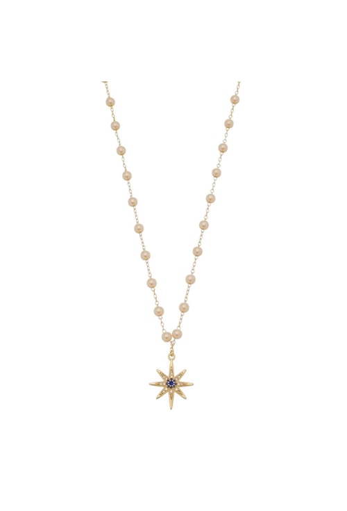 COLAR COM MINI PÉROLAS E ESTRELA CRAVEJADA CO191-O