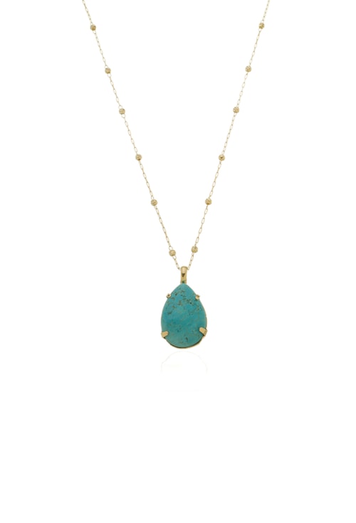 COLAR COM PEDRA NATURAL TURQUESA CO727-O