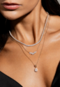 COLAR COM PEDRAS GOTA E NAVETE CRISTAL BANHADO A OURO 18K CO907-O