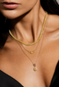 COLAR COM PEDRAS GOTA E NAVETE LEMON BANHADO A OURO 18K CO907-O