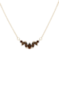 COLAR COM PEDRAS GOTA E NAVETE MARROM BANHADO A OURO 18K CO907-O