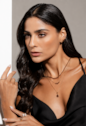 COLAR COM PEDRAS GOTA E NAVETE MARROM BANHADO A OURO 18K CO907-O