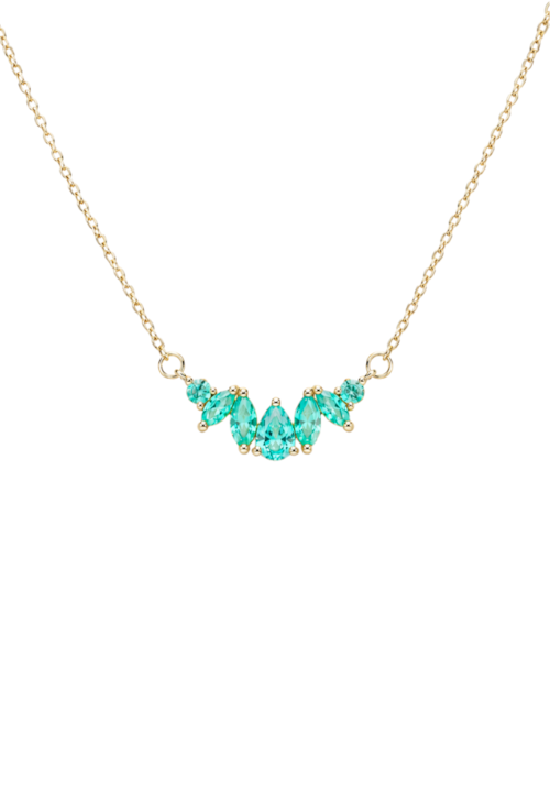 COLAR COM PEDRAS GOTA E NAVETE TURMALINA BANHADO A OURO 18K CO907-O