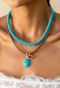 COLAR COM PEDRAS NA COR TURQUESA BANHADO A OURO CO924-O