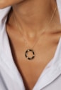 COLAR COM PINGENTE CIRCULAR CRAVEJADO AÇO INOX CO858-AD